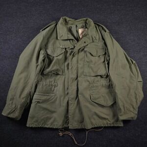 Vtg 60s Alpha Industries M-65 Field Jacket OG-107 Olive Green Medium Short